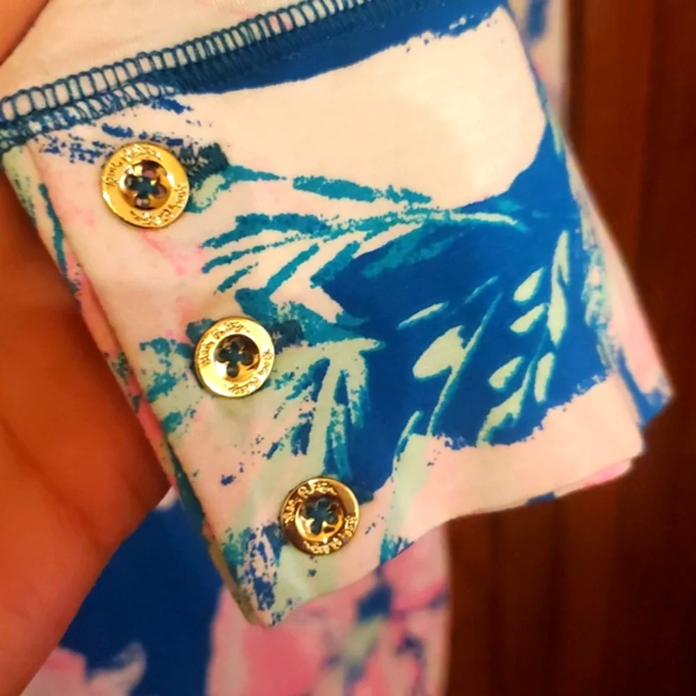 LILLY PULITZER SIZE M Floral Pink and Blue Dress - Picture 3 of 6